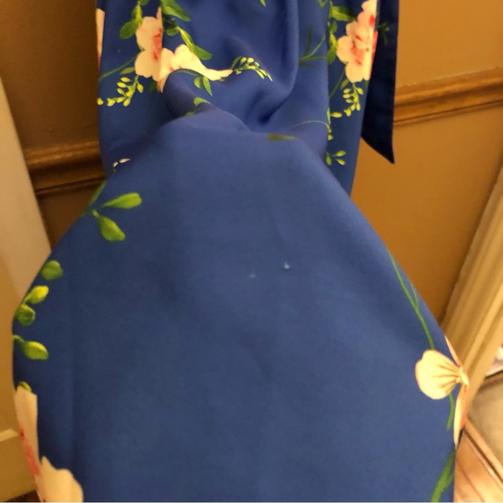 Eliza J Floral Halter High‎ Neck Sleeveless Tiered Dress Blue Pink 8 - Picture 7 of 11
